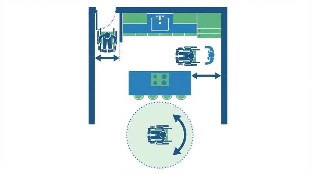 介助やすれ違いを考慮した有効通路幅の目安