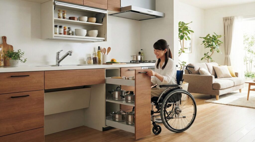 足元オープンでも収納は足りる?使い勝手を高めるキャビネットとオプション活用術