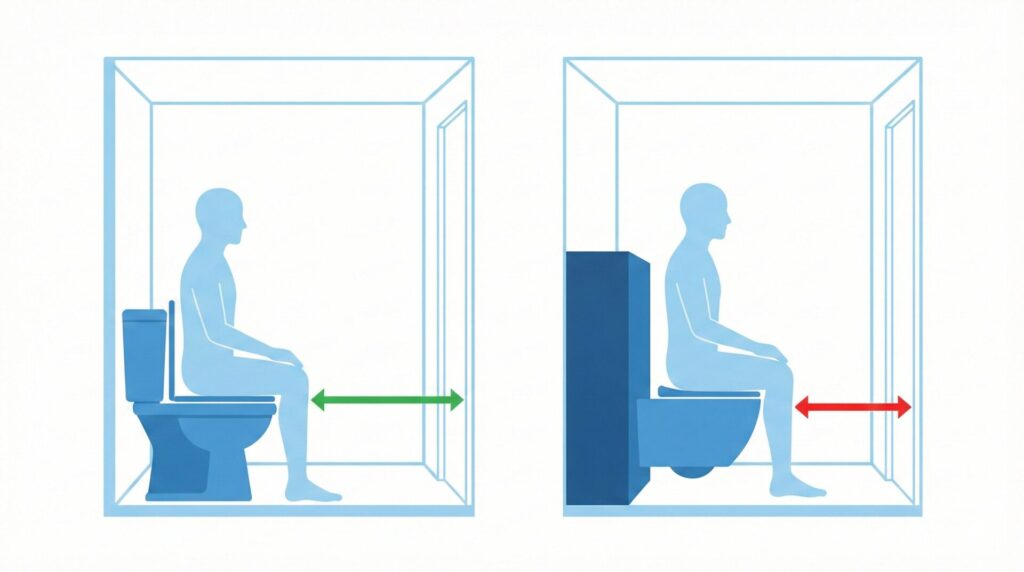 LIXILフロートトイレの設置に不可欠な奥行き寸法とゆとりの目安
