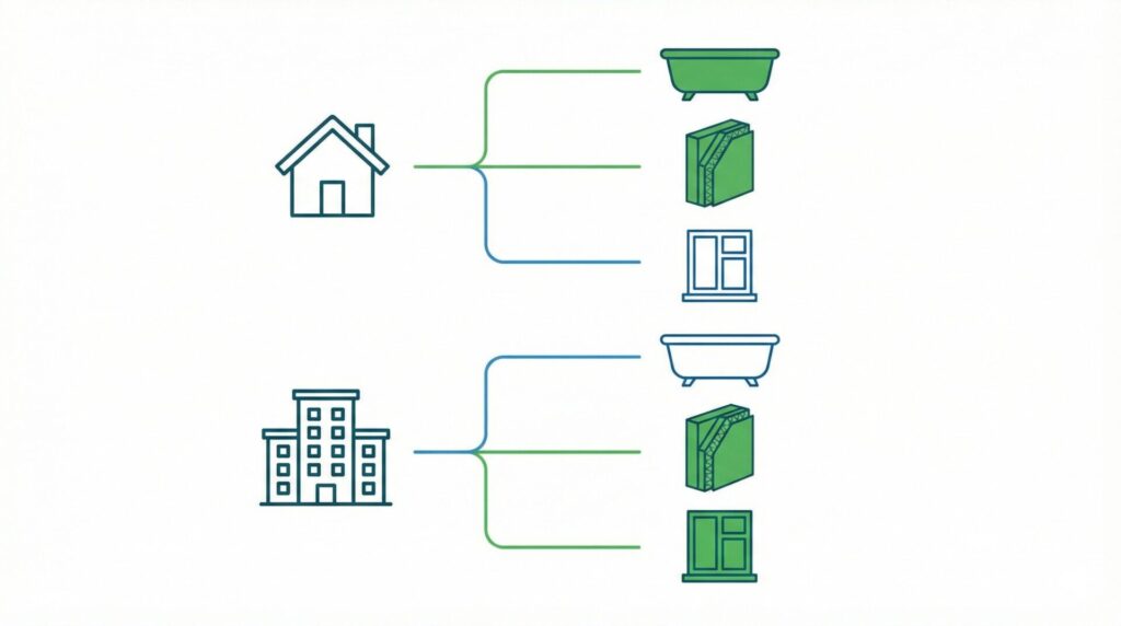 戸建てやマンションリフォームの建物条件で変わる浴槽断熱のラインナップ