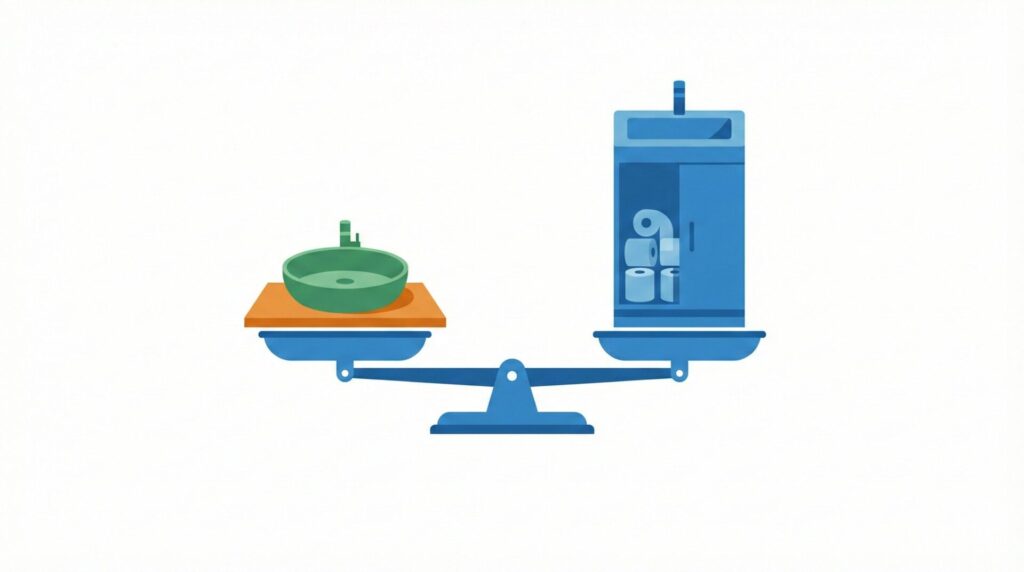 意匠性を重視するか収納性を重視するかで分かれる