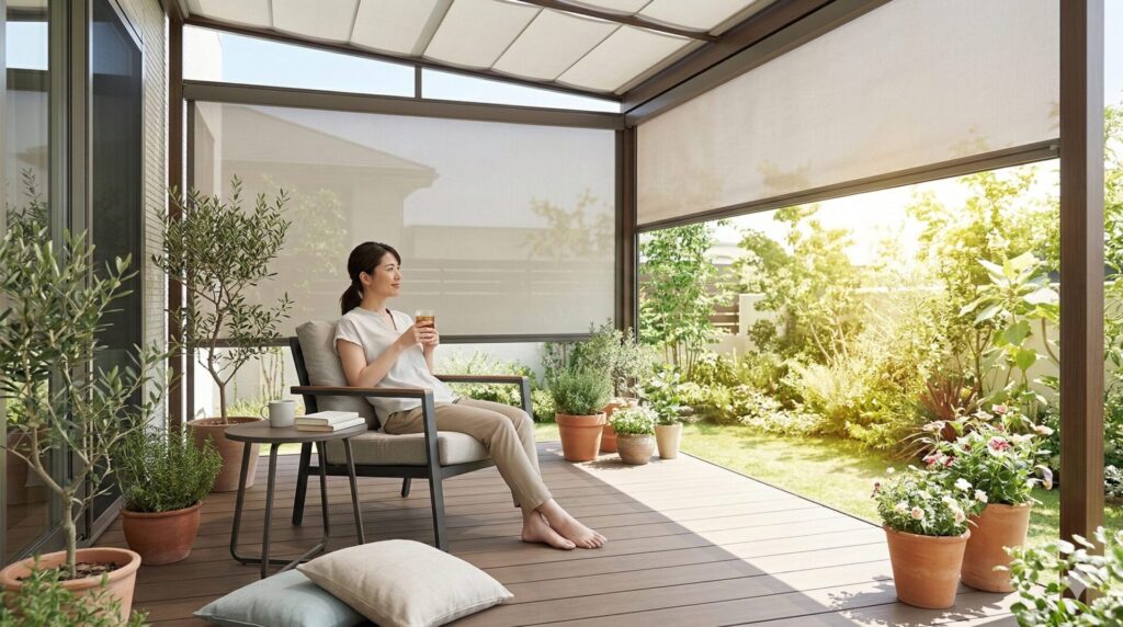 ウッドデッキの温度上昇を抑えるテラス屋根やシェードの活用法