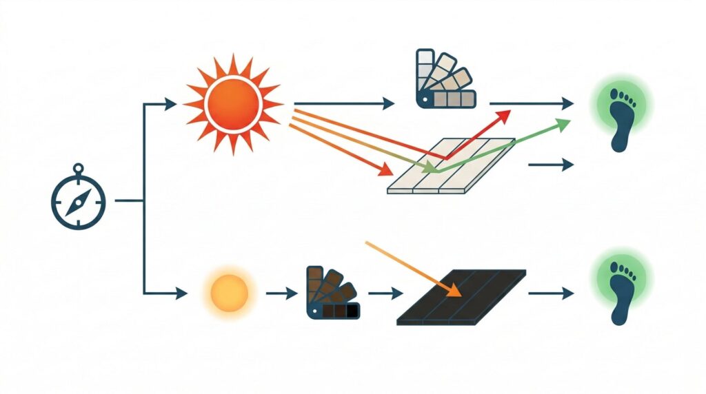 日射吸収率の差で熱さを軽減するカラーバリエーションの判断基準