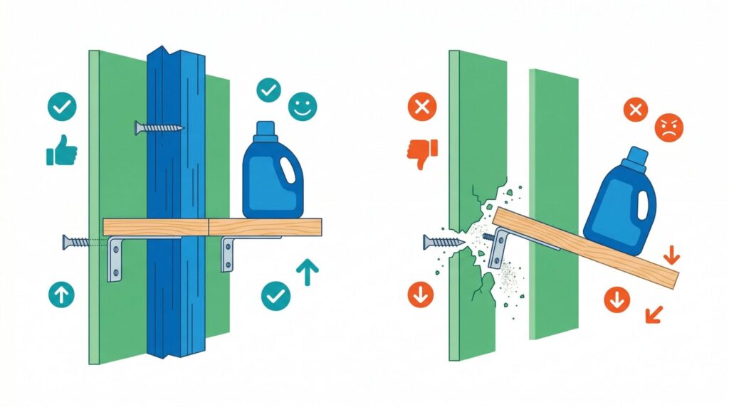 石膏ボード壁では重さを支えられない構造的な問題