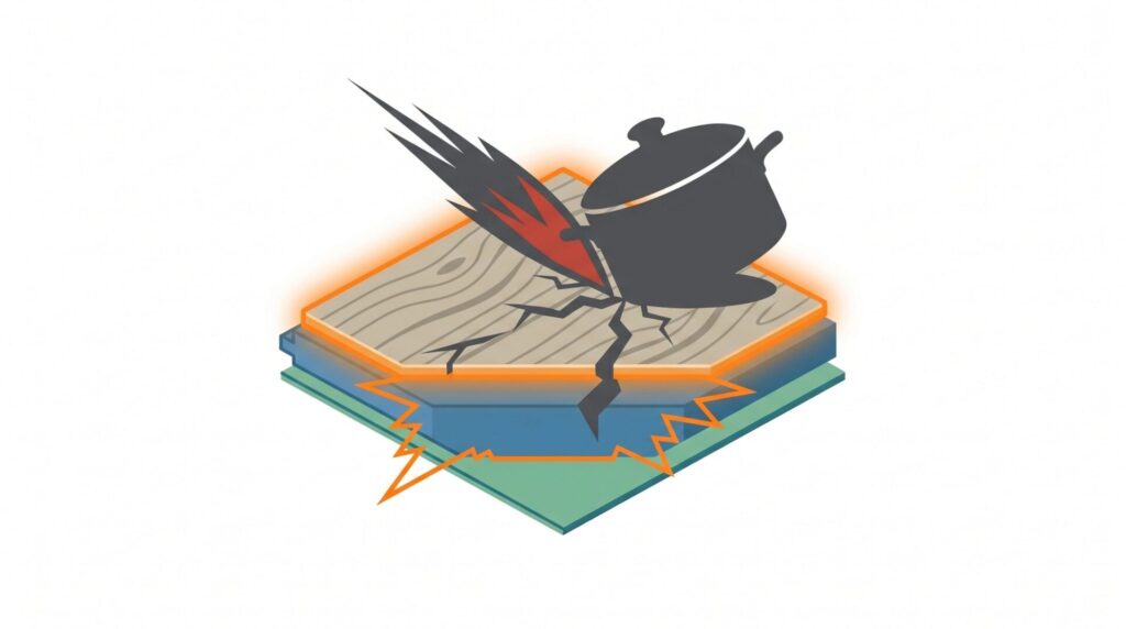 強い衝撃による表面損傷と見え方の特徴