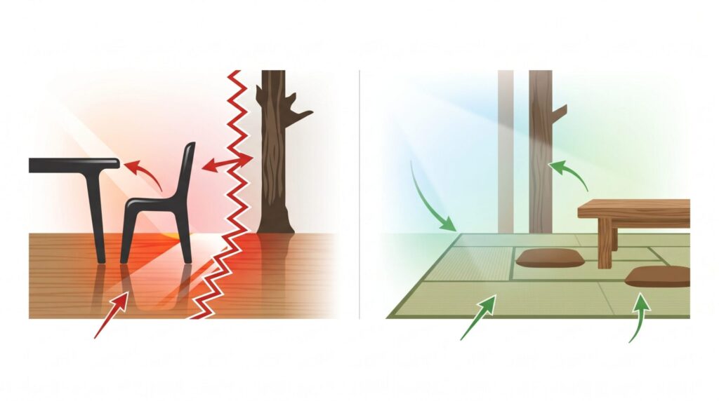 表面のテカリや質感の差が空間のまとまりを崩しやすい理由