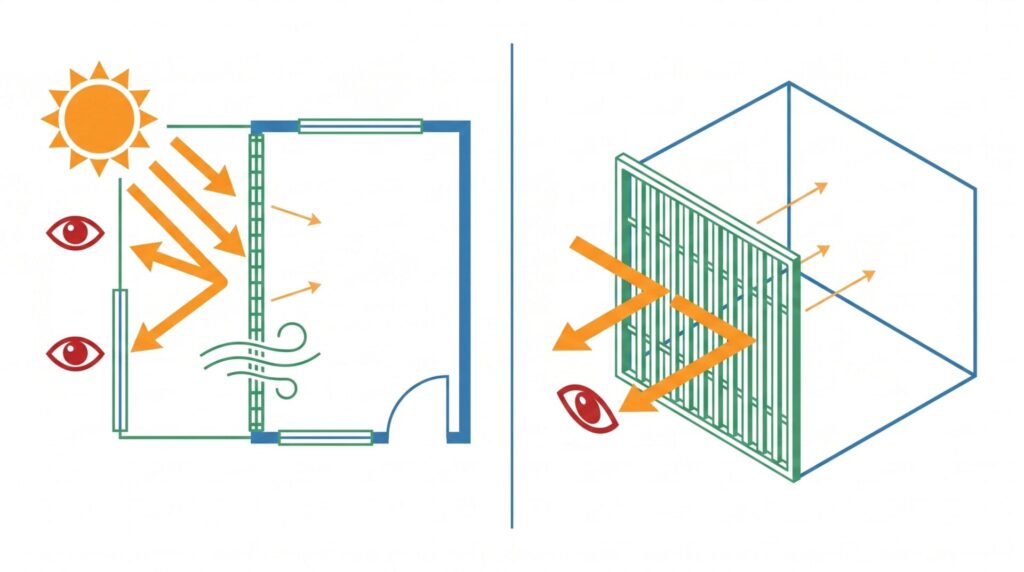 部屋を暗くしすぎない格子とやわらかな光の取り入れ方