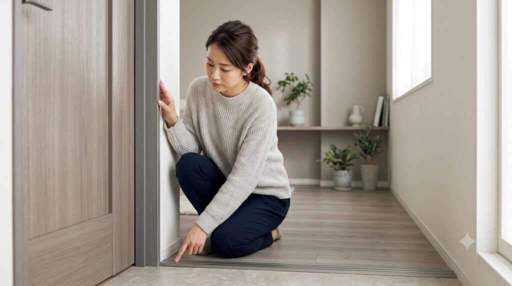 グレージュ内装にメリハリを出すドア枠と見切り材の考え方