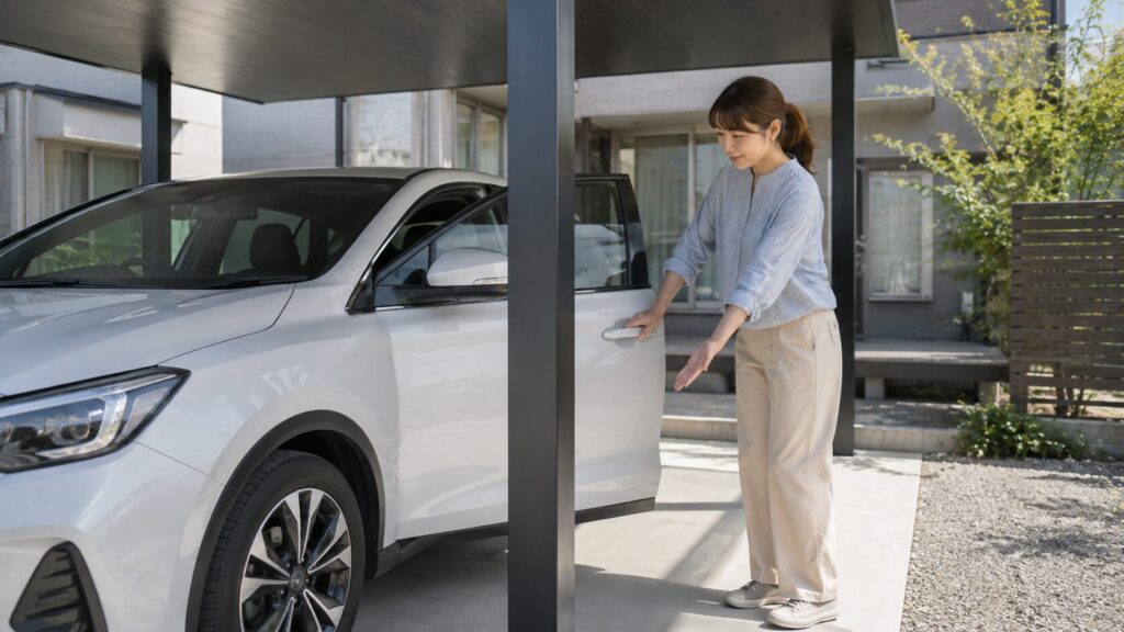 車の乗り降りを妨げない柱位置の確認方法