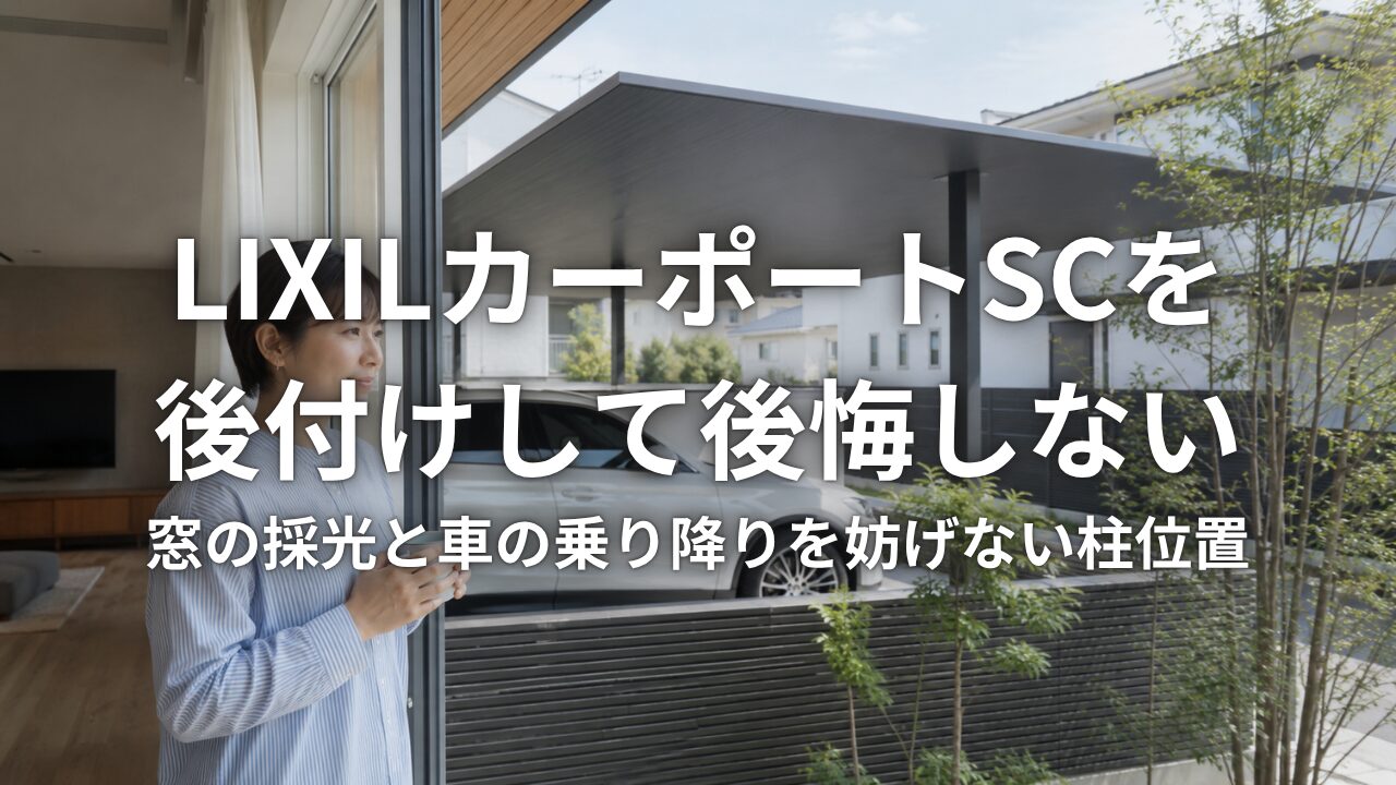 LIXILカーポートSCを後付けして後悔しない窓の採光と車の乗り降りを妨げない柱位置