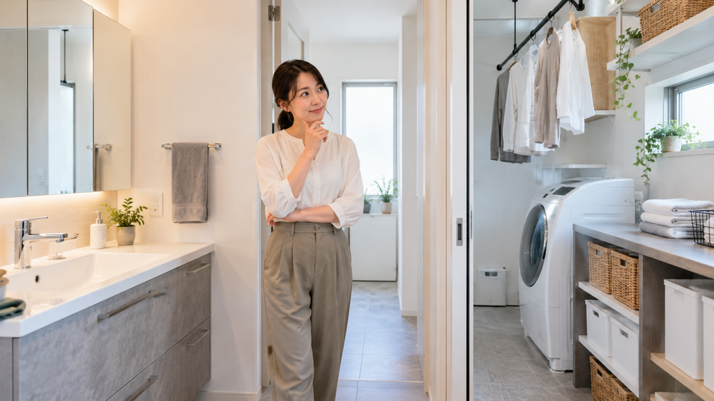 洗面室とランドリールームを兼用する場合と分ける場合の考え方