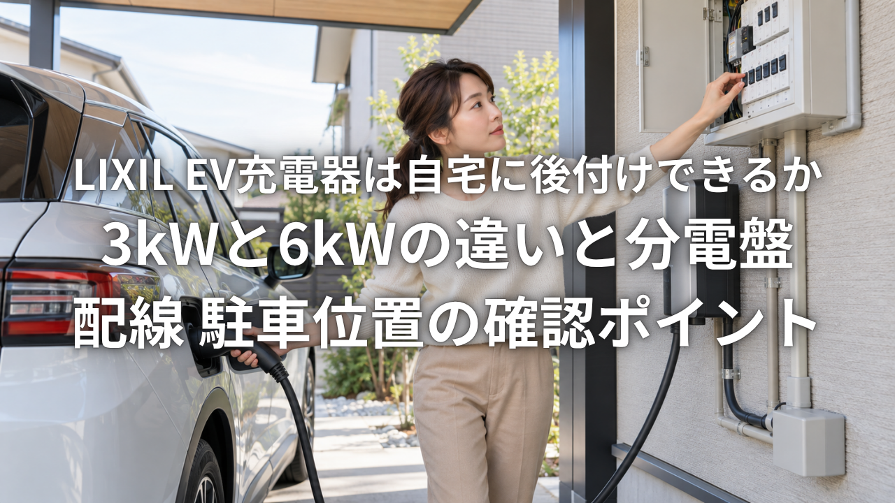 LIXIL EV充電器は自宅に後付けできるか 3kWと6kWの違いと分電盤 配線 駐車位置の確認ポイント